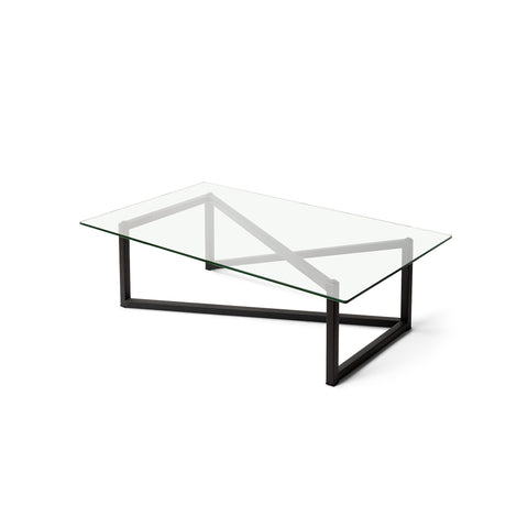 Mesa de Centro Continua, diseño fluido con acero y vidrio.