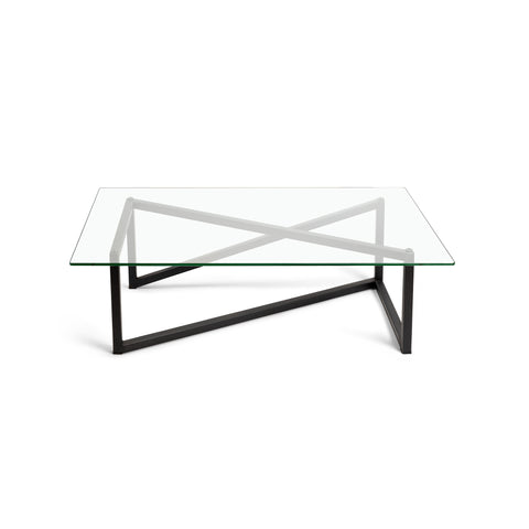 Mesa de Centro Continua, diseño fluido con acero y vidrio.