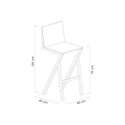 Silla Alta Pliego, taburete moderno para barras y mesones.