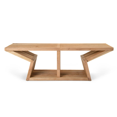 Banqueta Mudra en madera nativa, inspirada en estructuras modulares.