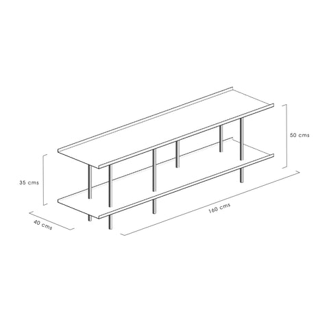 Rack Pilote, mueble para TV con estructura de acero resistente.